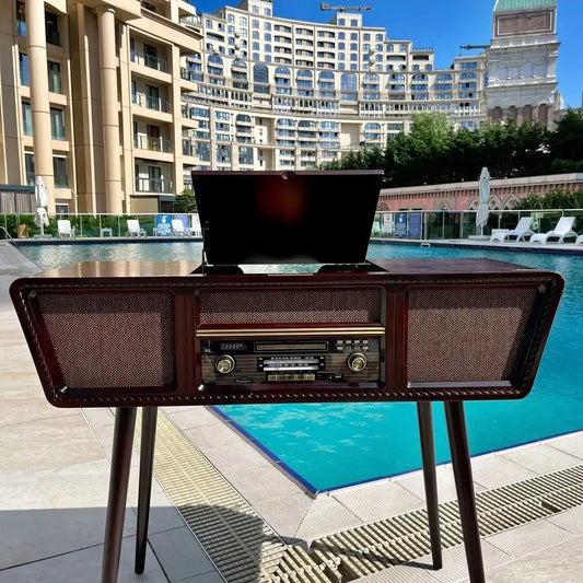 Crown Well Ahşap Retro Pikap Çalar, Cd Player, Radyo, Bluetooth ve Usb Giriş