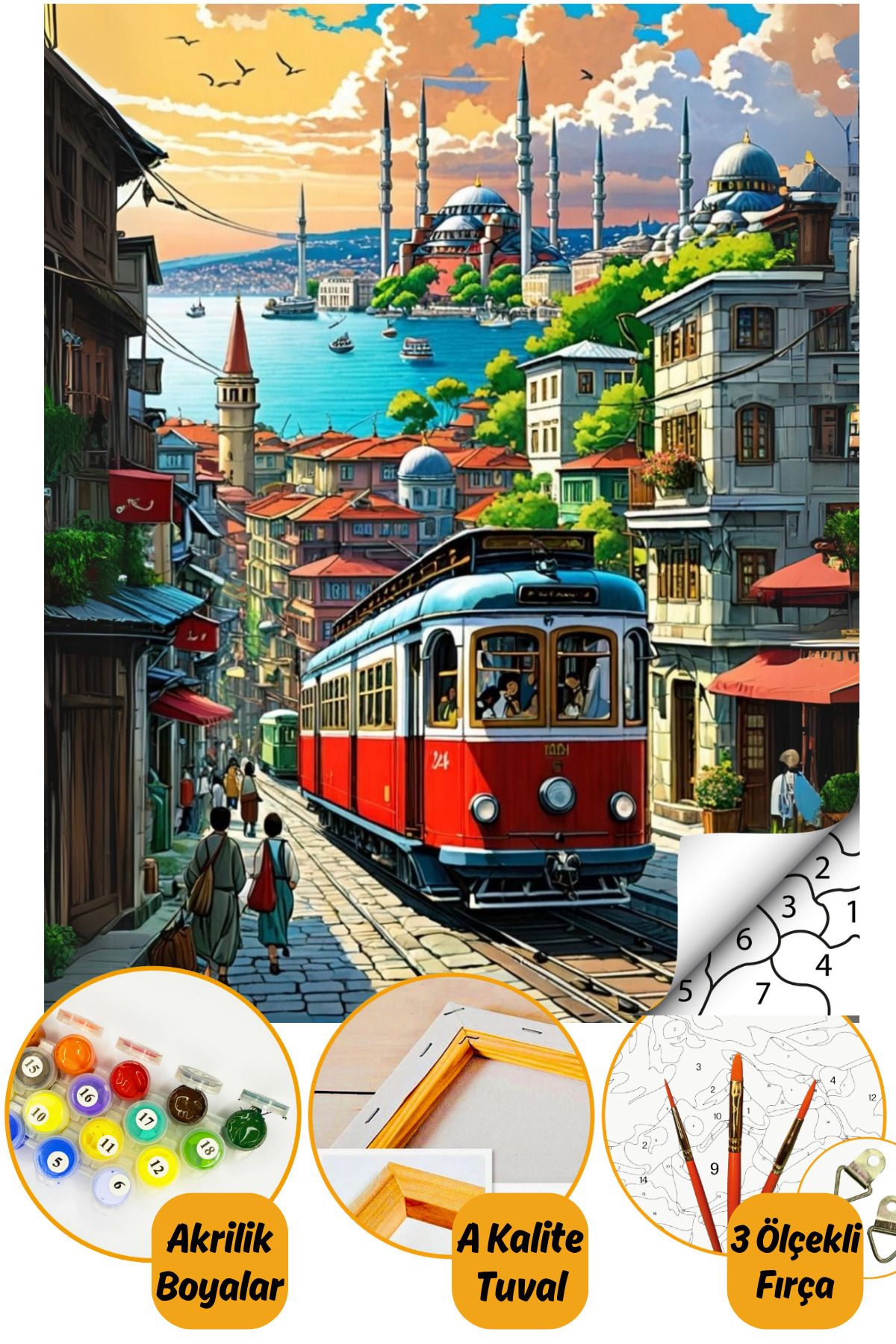 Sayılarla Boyama Numaralı Tuval Seti Fırça Boya Dahil 40x50cm İstanbul