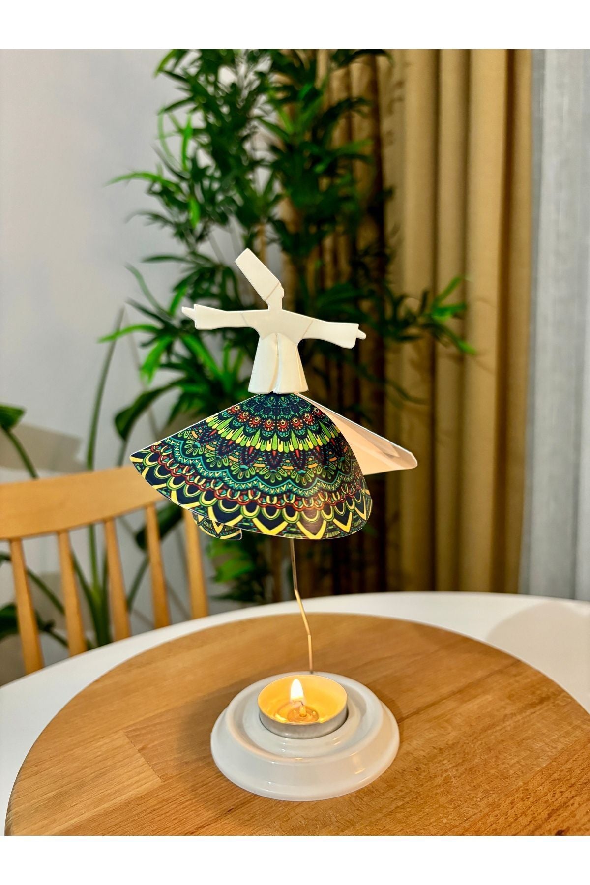 Mum Işığıyla Dönen Semazen - Dönen Mumluk - Mercan