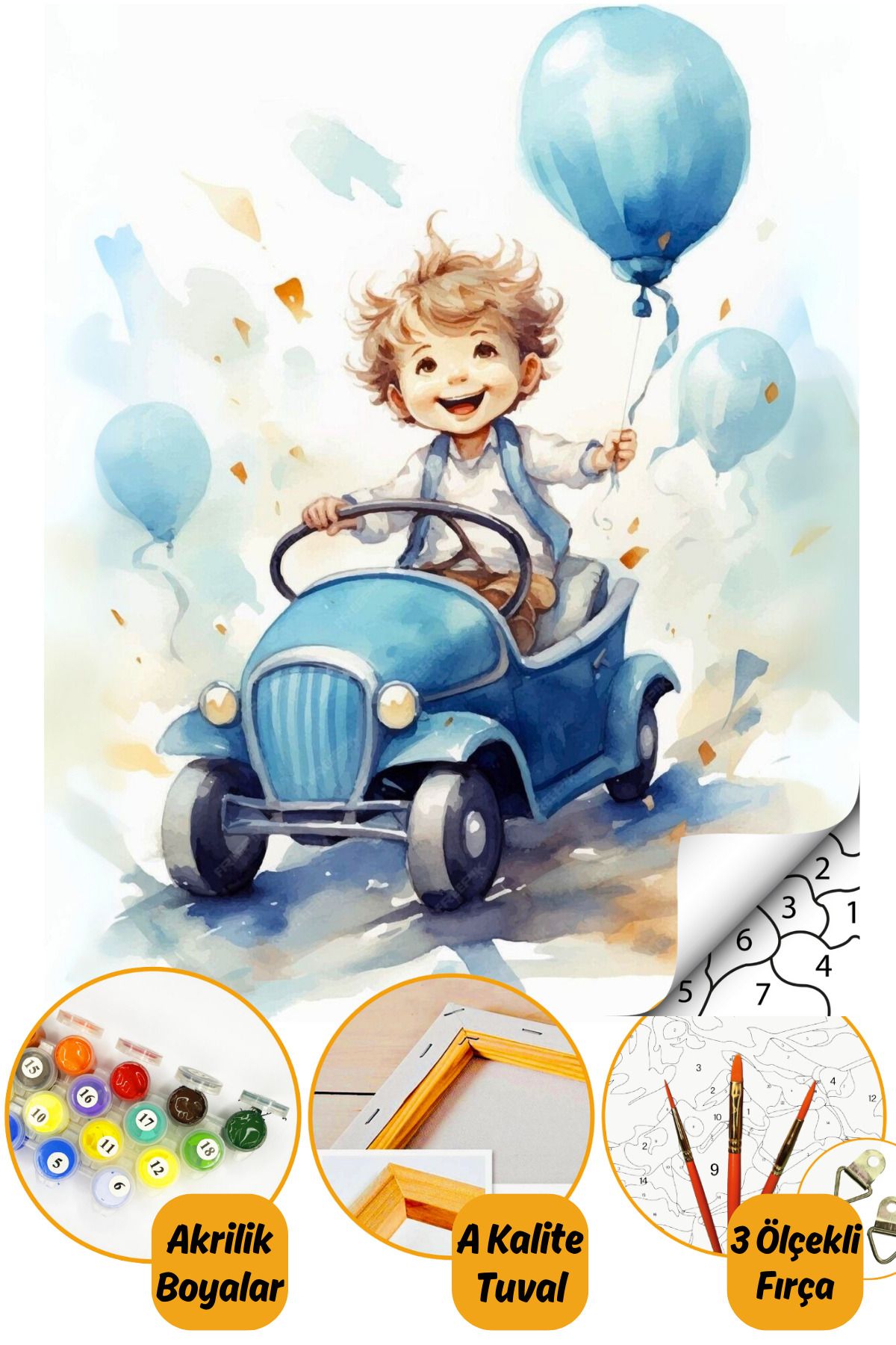 Sayılarla Boyama Numaralı Tuval Seti Fırça Boya Dahil 40x50cm Çocuk TL011
