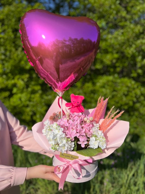 Pink Love Kutuda Ortanca Aranjman