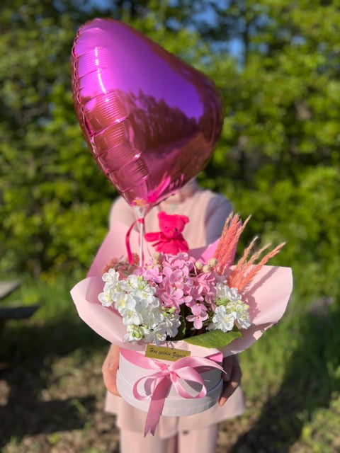 Pink Love Kutuda Ortanca Aranjman