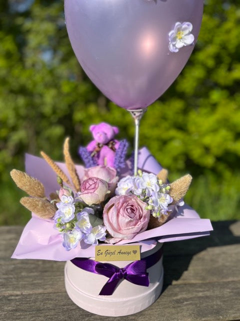Purple Rose Kutuda Mor Gül Aranjman