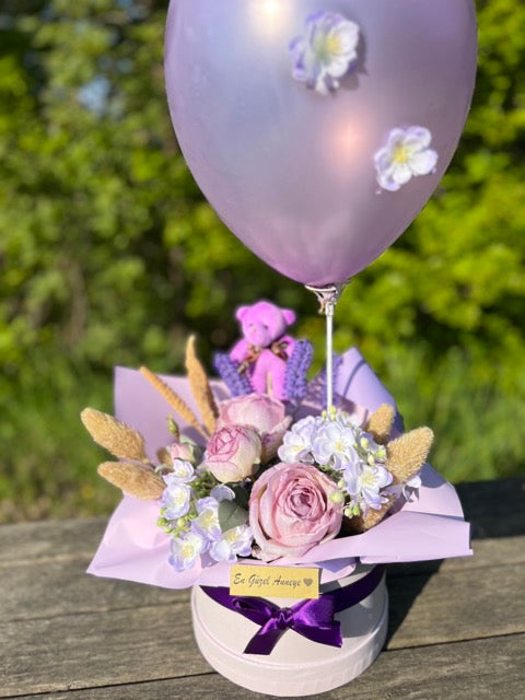 Purple Rose Kutuda Mor Gül Aranjman
