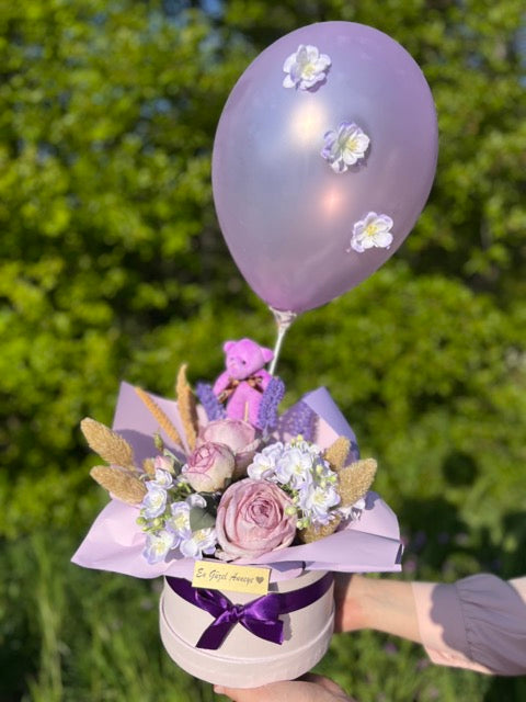 Purple Rose Kutuda Mor Gül Aranjman