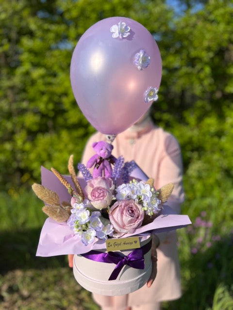 Purple Rose Kutuda Mor Gül Aranjman