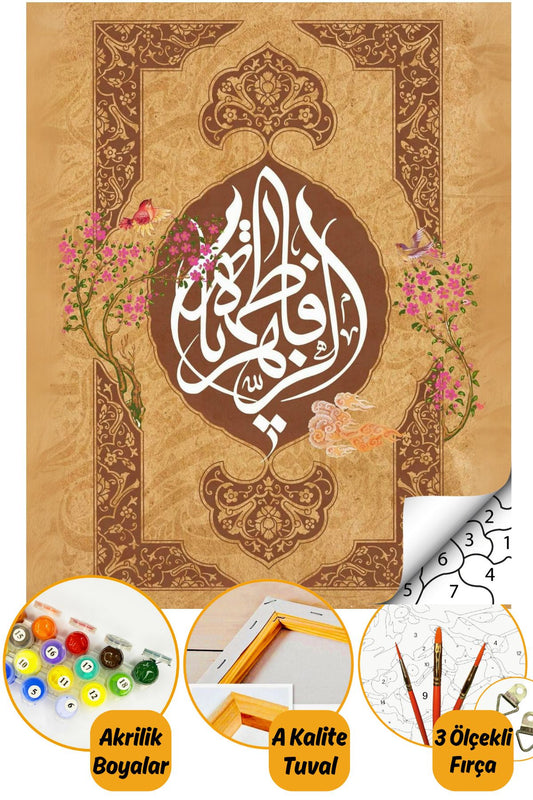 Sayılarla Boyama Numaralı Tuval Seti Fırça Boya Dahil 40x50cm - Tasavvuf Hat Sanatı