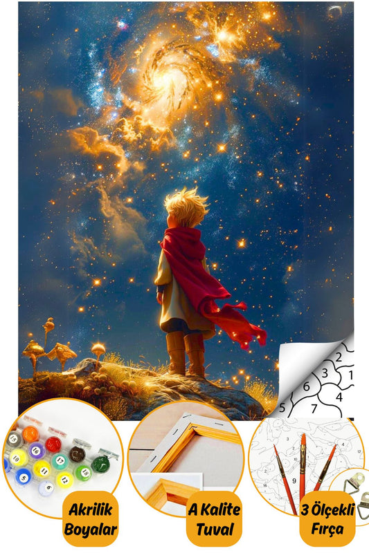 Sayılarla Boyama Numaralı Tuval Seti Fırça Boya Dahil 40x50cm Küçük Prens TL060