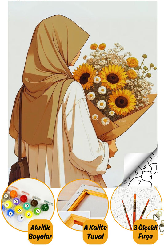 Sayılarla Boyama Numaralı Tuval Seti Fırça Boya Dahil 40x50cm Tasavvuf TL067
