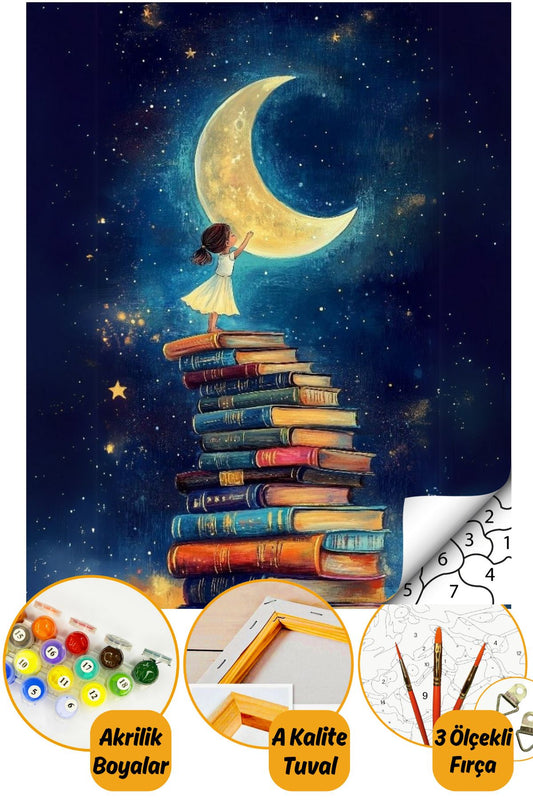 Sayılarla Boyama Numaralı Tuval Seti Fırça Boya Dahil 40x50cm - Kitap Deryası
