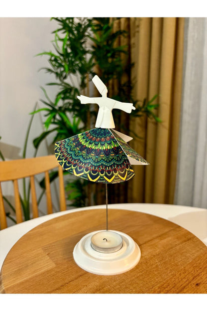 Mum Işığıyla Dönen Semazen - Dönen Mumluk - Mercan