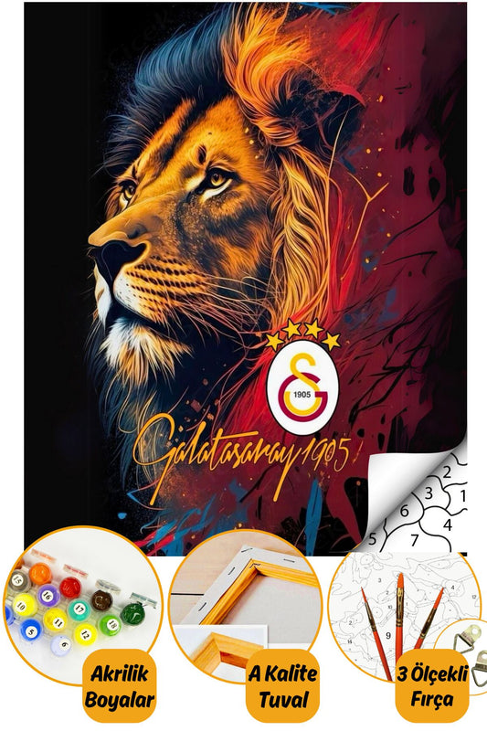 Sayılarla Boyama Numaralı Tuval Seti Fırça Boya Dahil 40x50cm - Aslan Cimbom