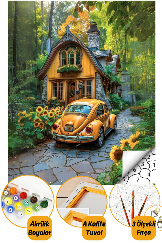 Sayılarla Boyama Numaralı Tuval Seti Fırça Boya Dahil 40x50cm Manzara TL052