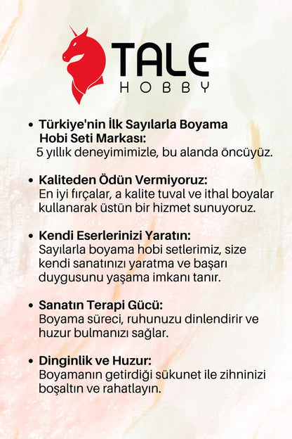 Sayılarla Boyama Numaralı Tuval Seti Fırça Boya Dahil 40x50cm - Kitap Ağacı