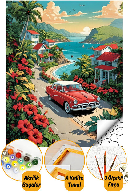 Sayılarla Boyama Numaralı Tuval Seti Fırça Boya Dahil 40x50cm Manzara TL042