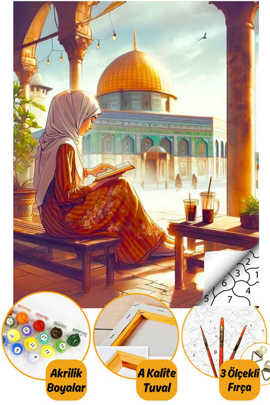 Sayılarla Boyama Numaralı Tuval Seti Fırça Boya Dahil 40x50cm Tasavvuf TL058