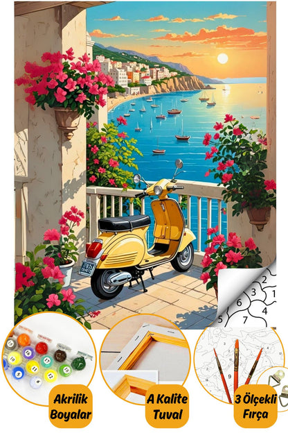 Sayılarla Boyama Numaralı Tuval Seti Fırça Boya Dahil 40x50cm Manzara TL048
