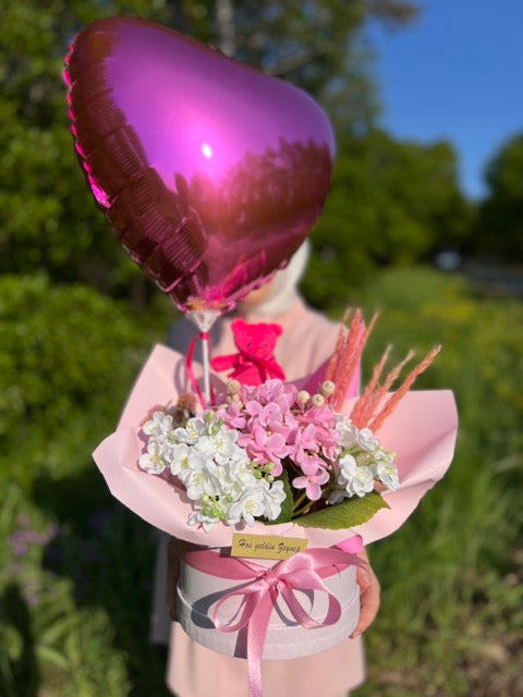Pink Love Kutuda Ortanca Aranjman