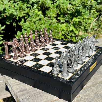Lüks Pegasus Satranç Takımı Bronze Metal Satanç Taşı, Ahşap Satranç, Hediyelik