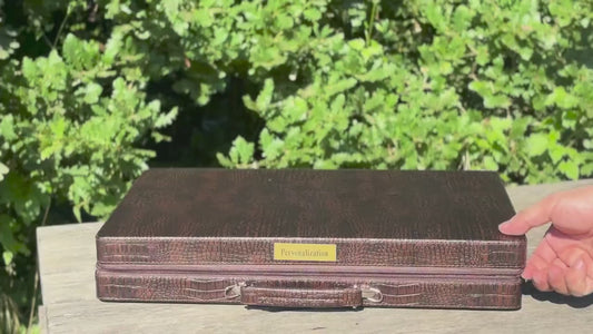 Lüks Büyük Boy Deri Kaplama Tavla Seti, Tavla Seti Deri Kaplı, Hediyelik Tavla Ölçü: 49x24x6 cm